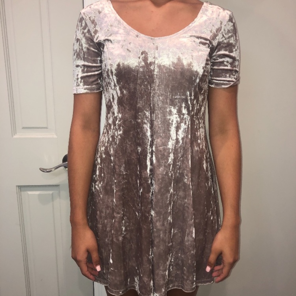 Adam Levine Champagne Velvet Dress